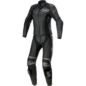 Mono de moto Alpinestars STELLA GP PLUS 2 de mujer de dos piezas de cuero negro y gris metalizado