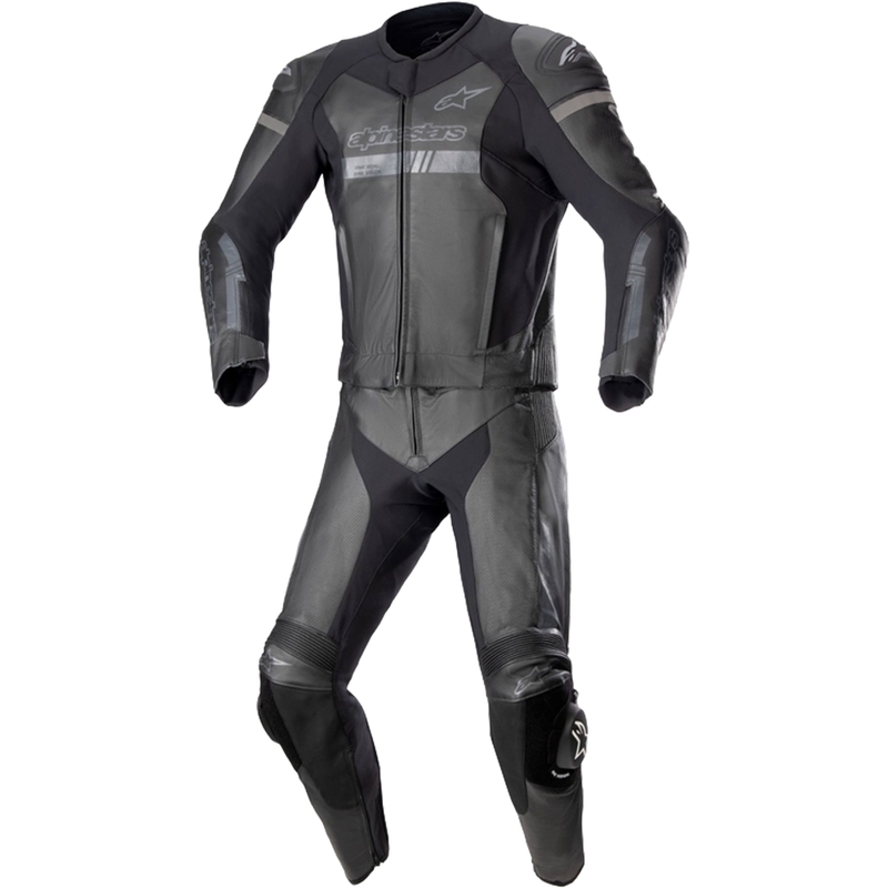 Mono de moto Alpinestars GP Force Chaser TECH-AIR 5 compatible negro-negro de dos piezas de cuero