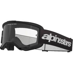 Gafas de motocross Alpinestars Vision 3 Wordmark negras con plexi transparente