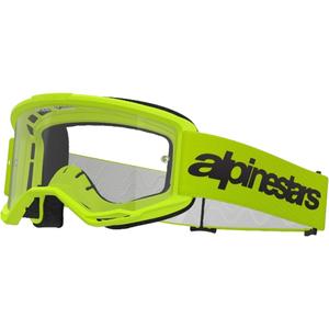 Gafas de motocross Alpinestars Vision 3 Wordmark amarillo fluo con plexi transparente