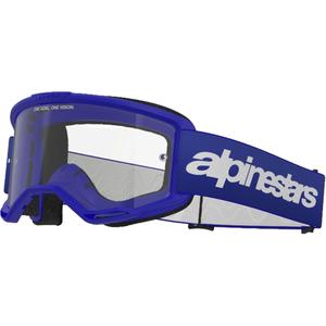 Gafas de motocross Alpinestars Vision 3 Wordmark azul con plexi transparente