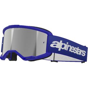 Gafas de motocross Alpinestars Vision 3 Wordmark azul con lente plateada espejada