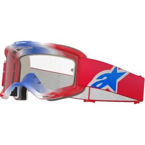 Gafas de motocross Alpinestars Vision 5 Corp rojas, blancas y azules con lente transparente