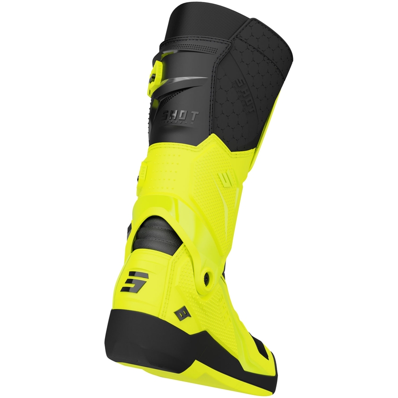 Botas de motocross Shot Race 8, color amarillo flúor.