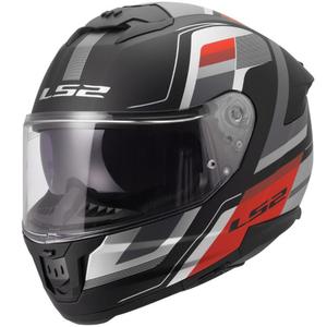 Casco integral de motocicleta LS2 FF808 Stream II Vintage negro mate-gris-rojo