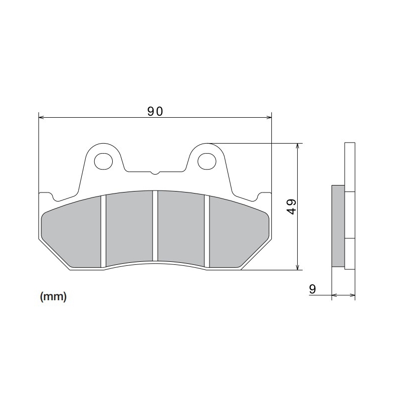 Pastillas de freno NISSIN compuesto semimetálico 90x49x9 mm 2 uds