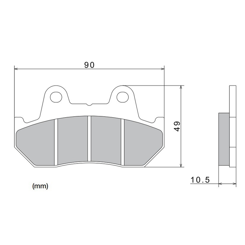 Pastillas de freno NISSIN compuesto semimetálico 90x49x10,5 mm 2 uds