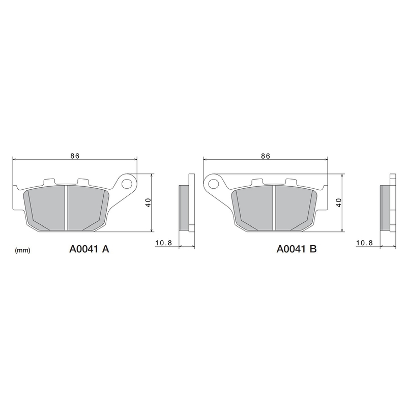 Pastillas de freno NISSIN compuesto semimetálico 86x40x10,8 mm 2 uds