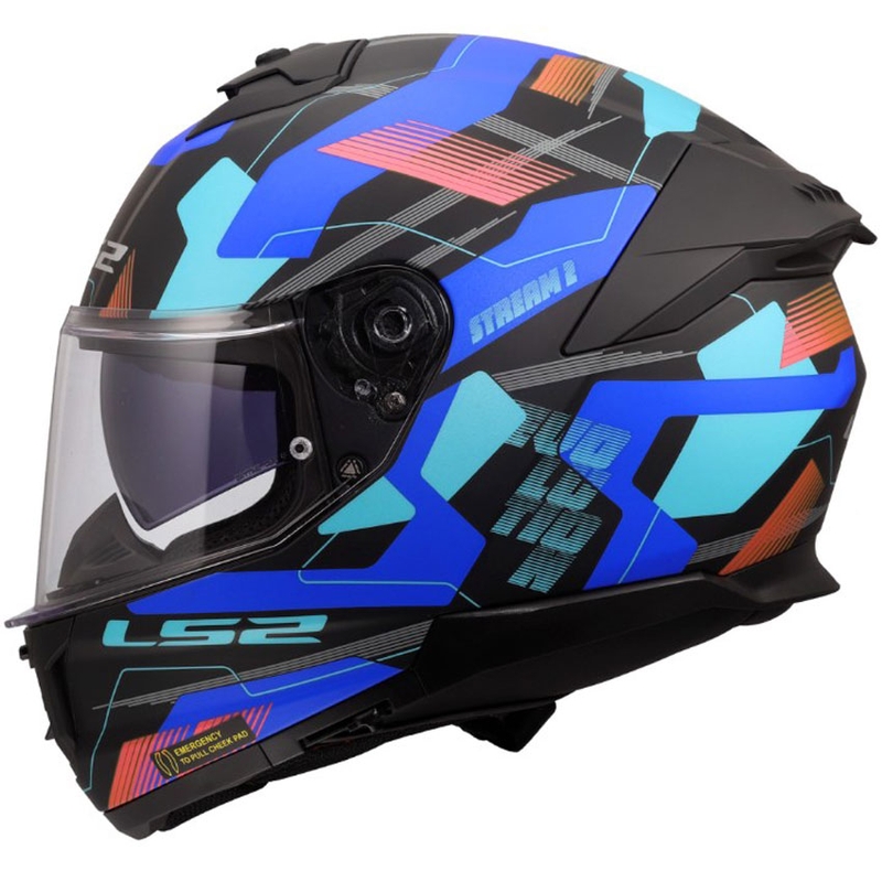 Casco integral de moto LS2 FF808 Stream II Mika negro mate-azul