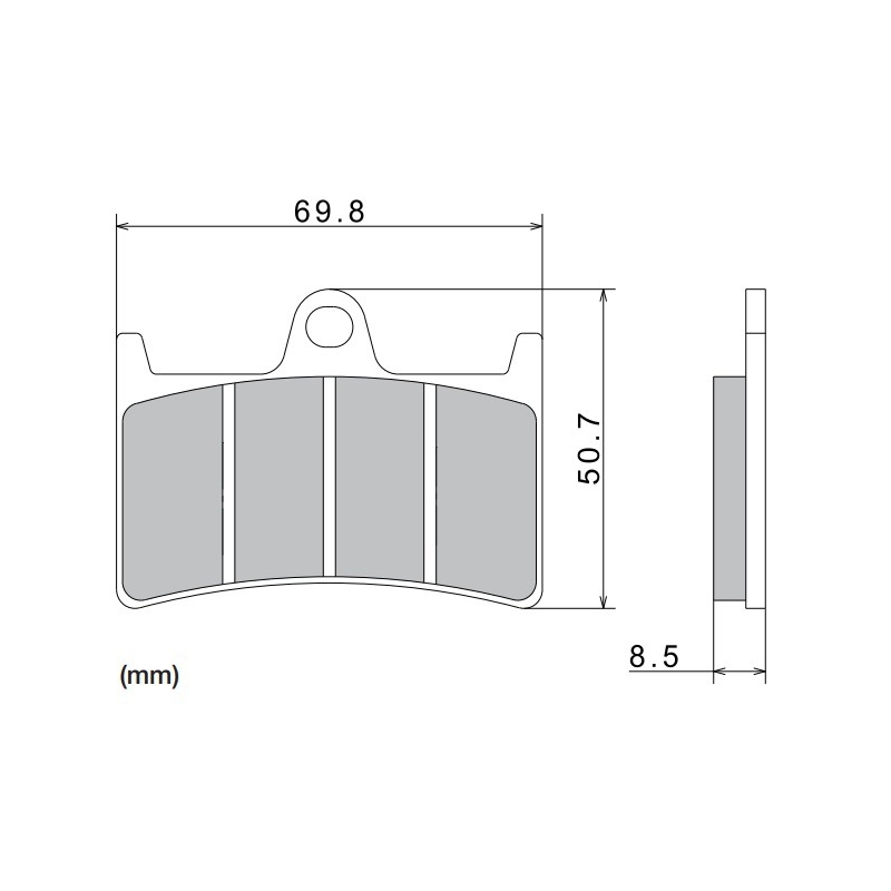 Pastillas de freno NISSIN compuesto semimetálico 69,8x50,7x8,5 mm 2 uds