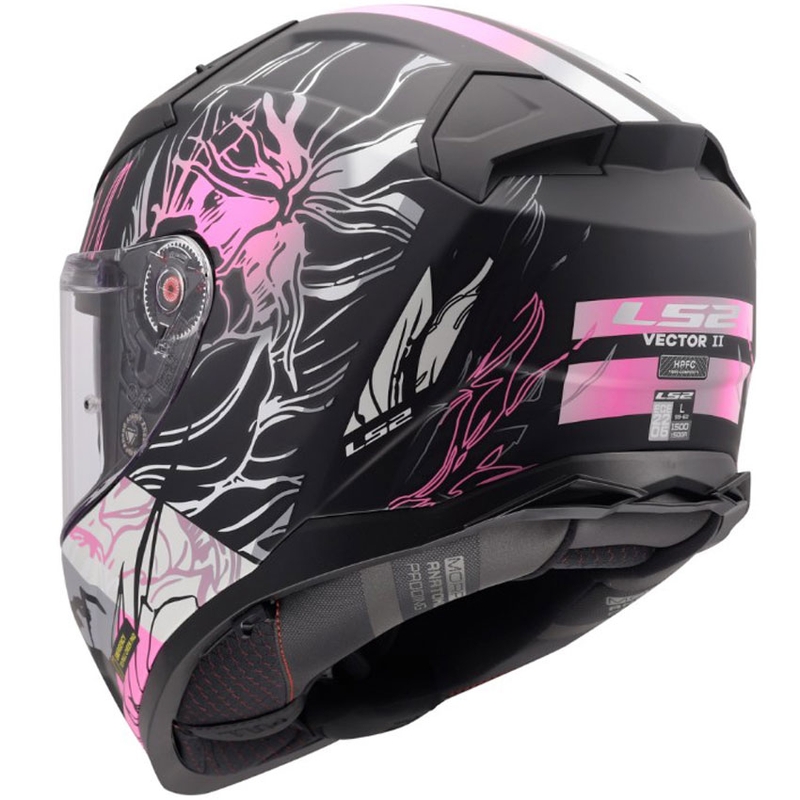 Casco integral de motocicleta LS2 FF811 Vector II Darflo negro mate-rosa