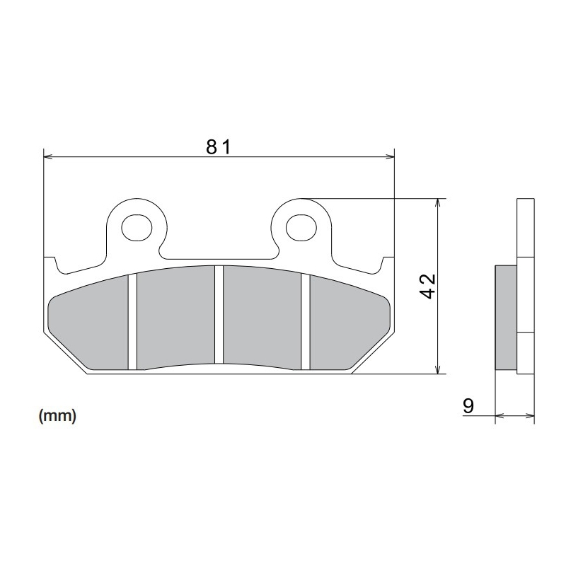 Pastillas de freno NISSIN compuesto semimetálico 81x42x9 mm 2 uds