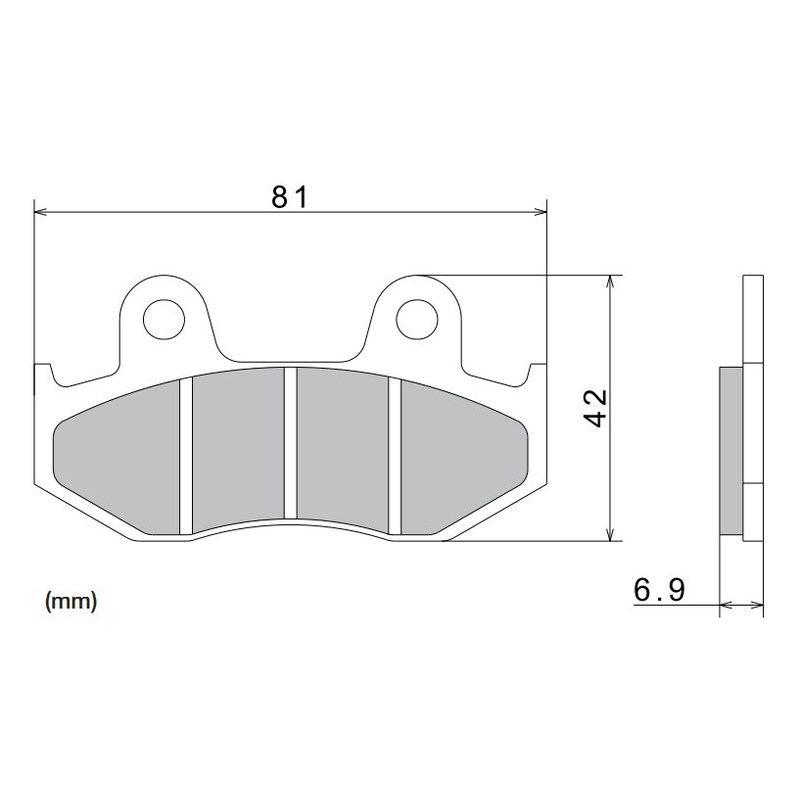 Pastillas de freno NISSIN compuesto semimetálico 81x42x6,9 mm 2 uds