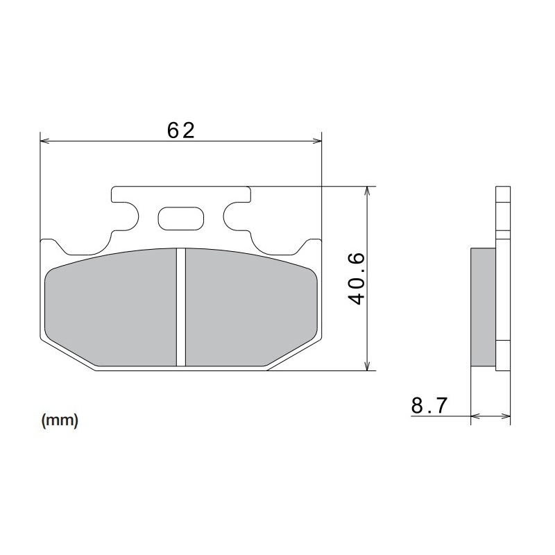 Pastillas de freno NISSIN compuesto semimetálico 62x40,6x8,7 mm 2 uds