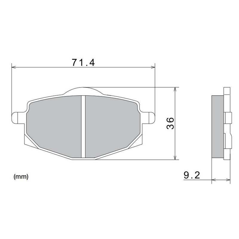 Pastillas de freno NISSIN compuesto semimetálico 71,4x36x9,2 mm 2 uds