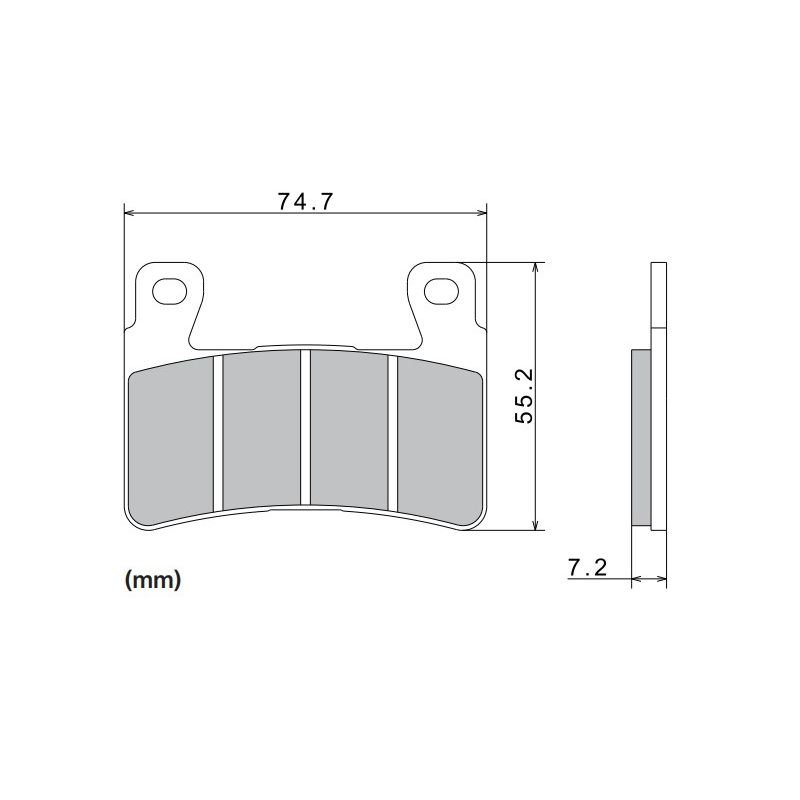 Pastillas de freno NISSIN compuesto semimetálico 74,7x55,2x7,2 mm 2 uds