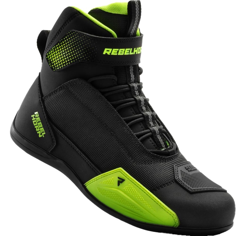 Botas de moto Rebelhorn Swift negro-amarillo fluo