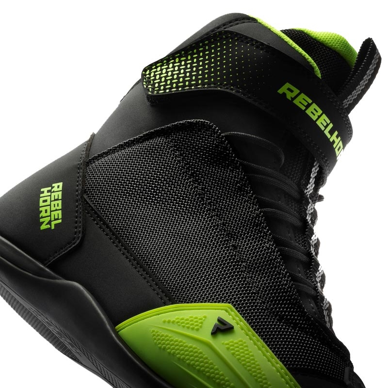 Botas de moto Rebelhorn Swift negro-amarillo fluo