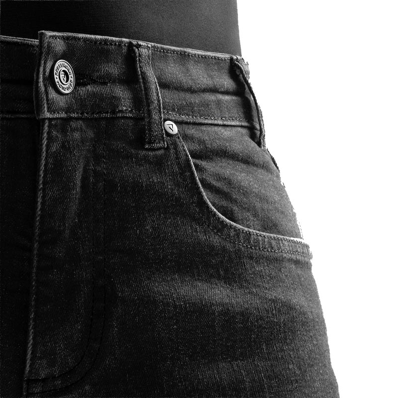 Vaqueros de moto Rebelhorn Classic Monolayer Extra Cropped en negro lavado