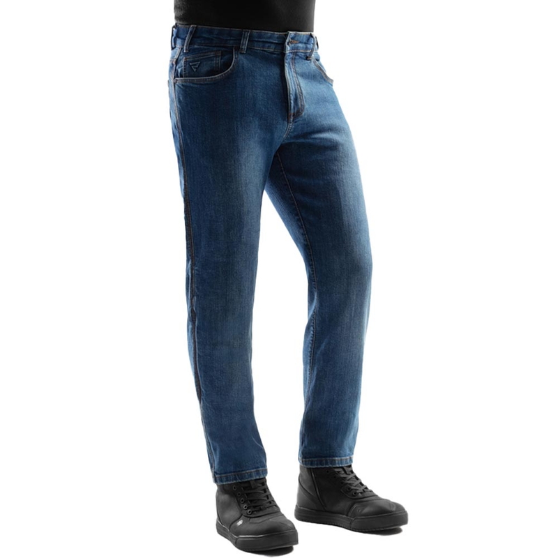 Vaqueros biker monocapa clásicos Rebelhorn en azul lavado