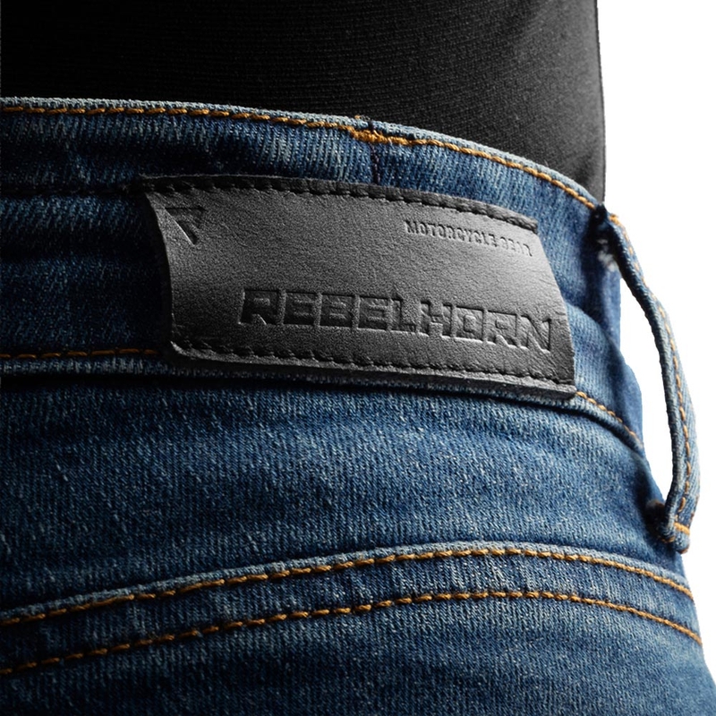 Vaqueros biker monocapa clásicos Rebelhorn en azul lavado