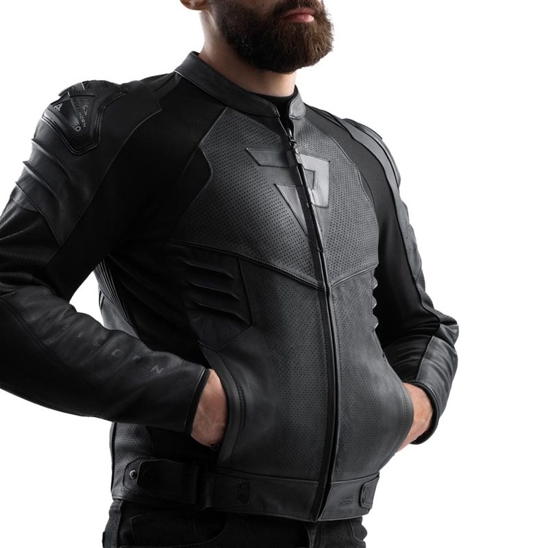 Chaqueta de moto de cuero Rebelhorn Vandal 2 negra