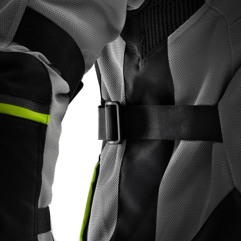 Chaqueta de moto Rebelhorn Scandal 3 en negro, gris y amarillo fluorescente