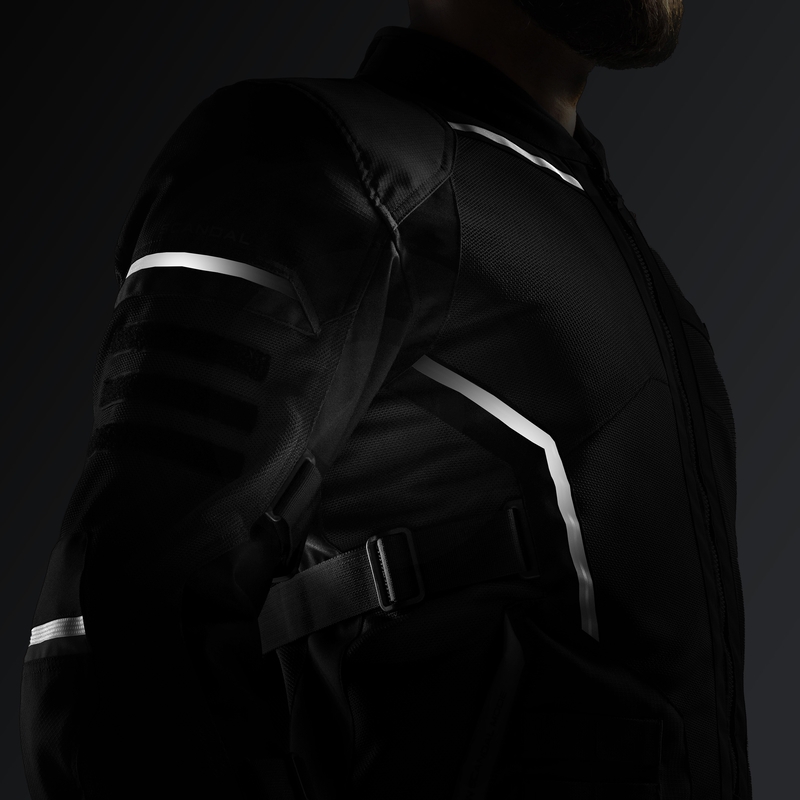 Chaqueta de moto Rebelhorn Scandal 3 en negro, gris y amarillo fluorescente