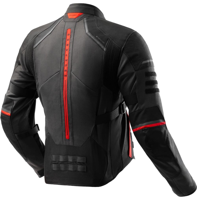 Chaqueta de moto Rebelhorn Scandal 3 gris oscuro, negro y rojo