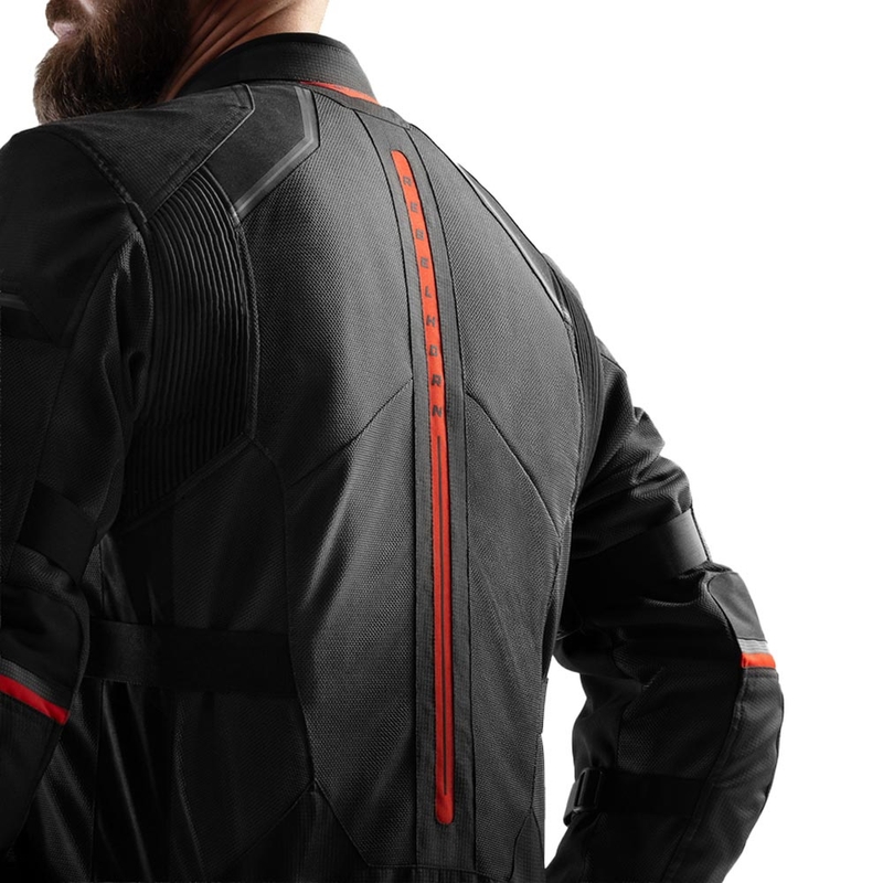 Chaqueta de moto Rebelhorn Scandal 3 gris oscuro, negro y rojo
