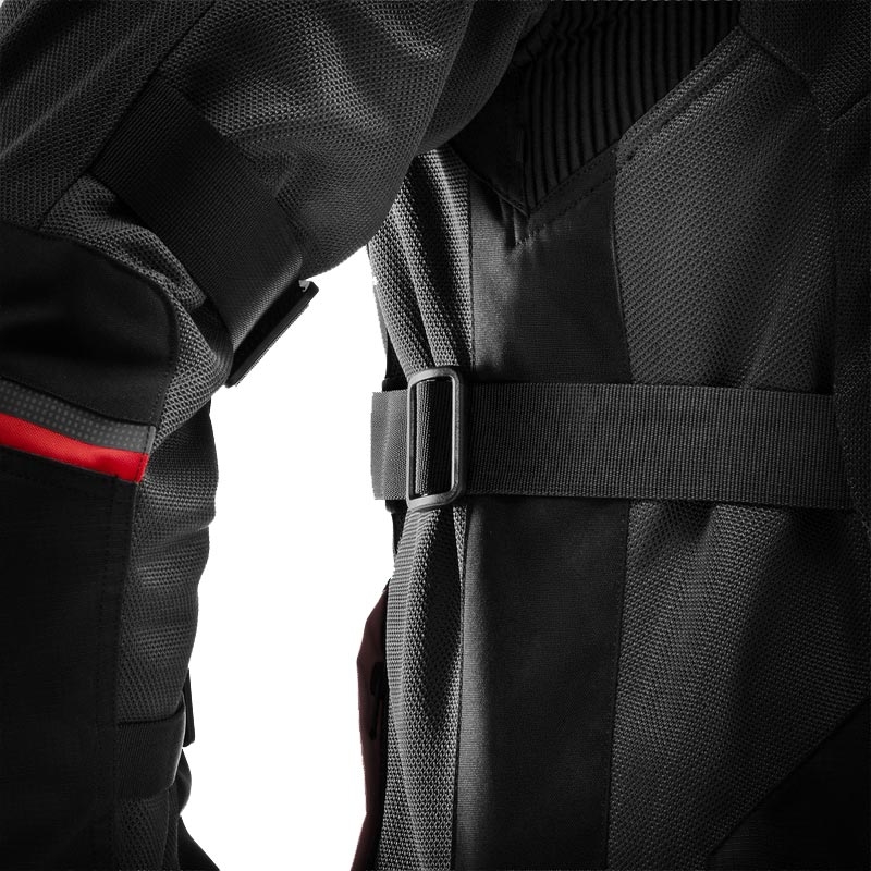 Chaqueta de moto Rebelhorn Scandal 3 gris oscuro, negro y rojo