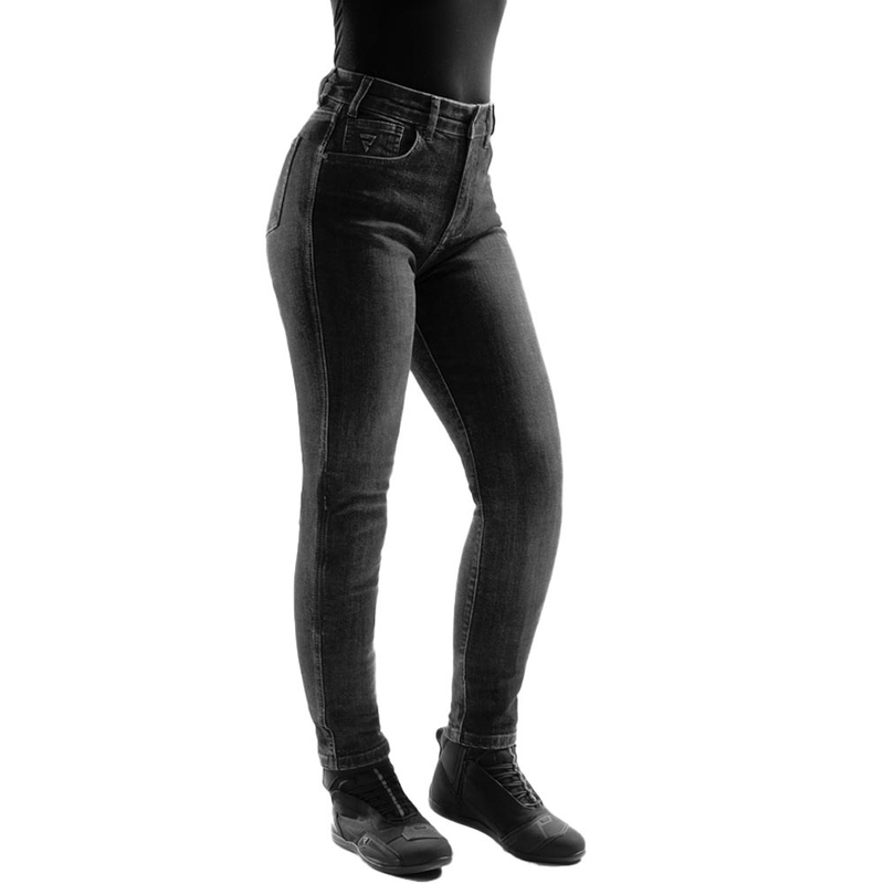 Vaqueros de moto para mujer Rebelhorn Classic Monolayer negro lavado