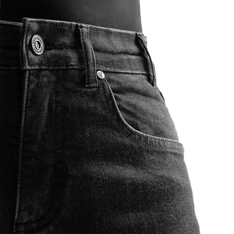 Vaqueros de moto para mujer Rebelhorn Classic Monolayer negro lavado