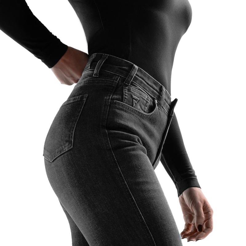 Vaqueros moto cropped para mujer Rebelhorn Classic Monolayer lavados en negro