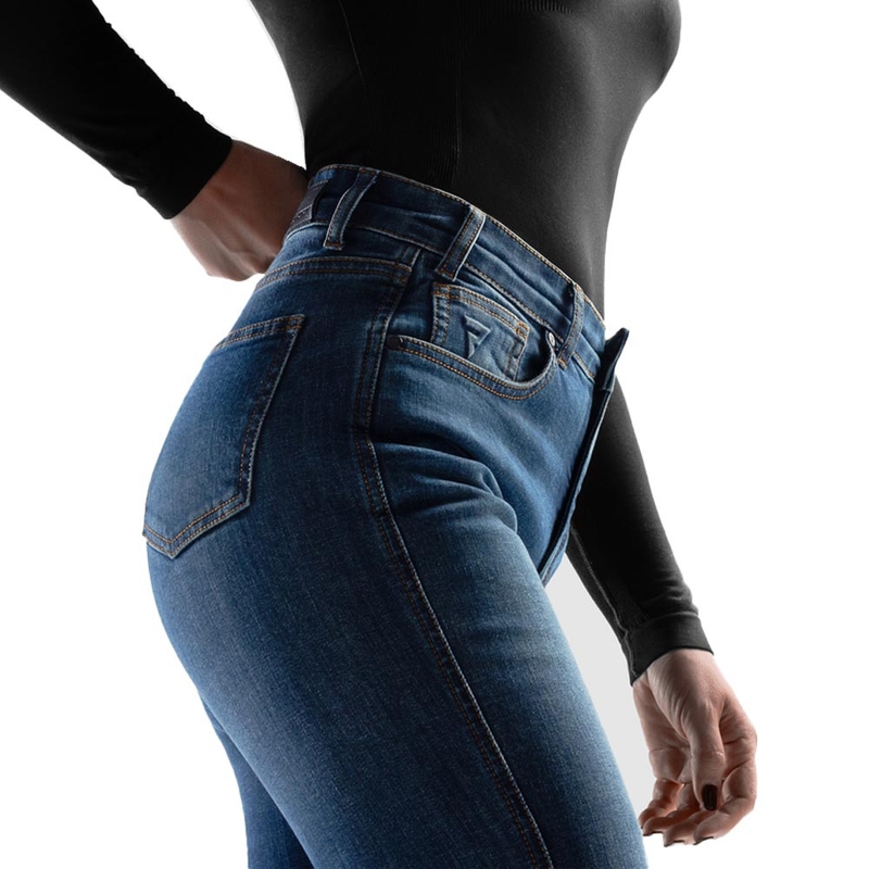 Vaqueros de moto para mujer Rebelhorn Classic Monolayer azul lavado