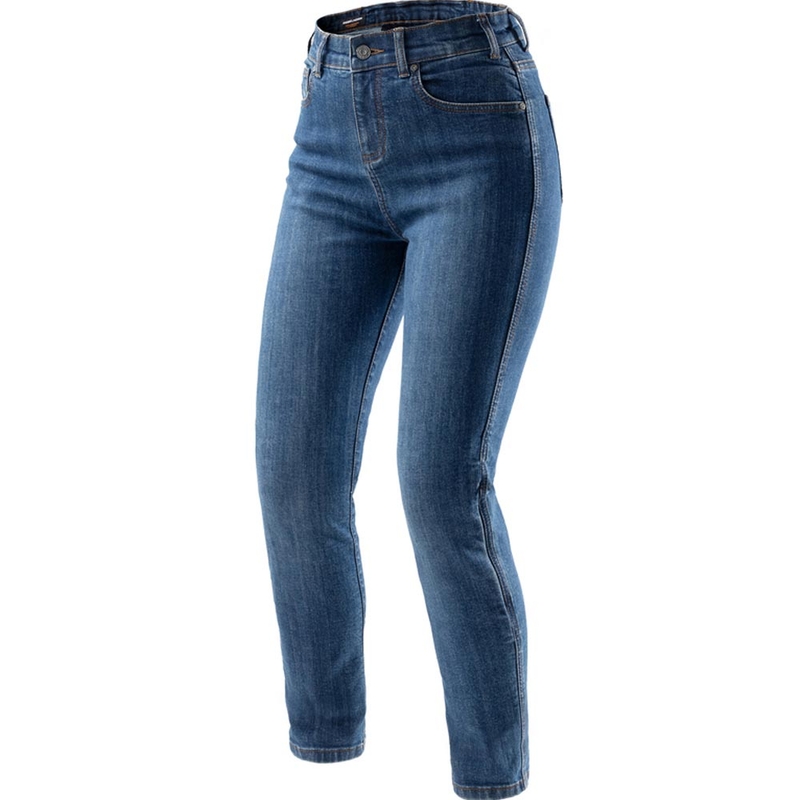 Vaqueros moto cropped para mujer Rebelhorn Classic Monolayer azul lavado