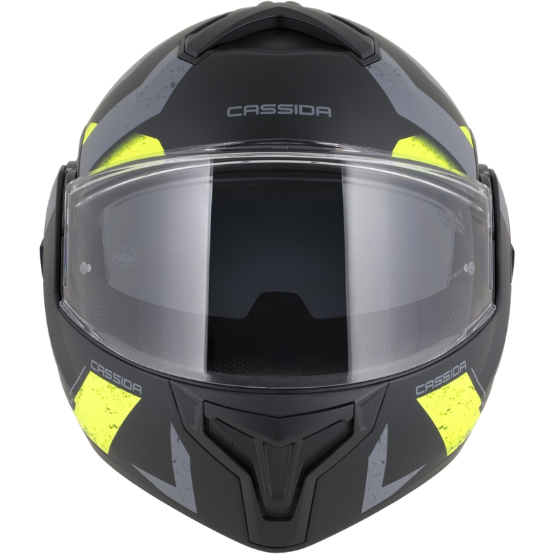Casco de moto modular Cassida MultiFlip Korp en negro mate, amarillo fluorescente y gris