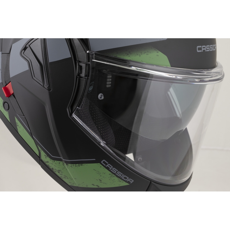 Casco de moto modular Cassida MultiFlip Korp en negro mate, verde y gris