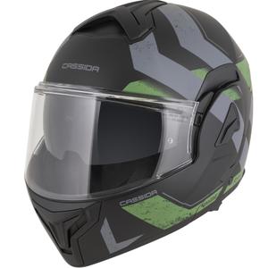 Casco de moto modular Cassida MultiFlip Korp en negro mate, verde y gris