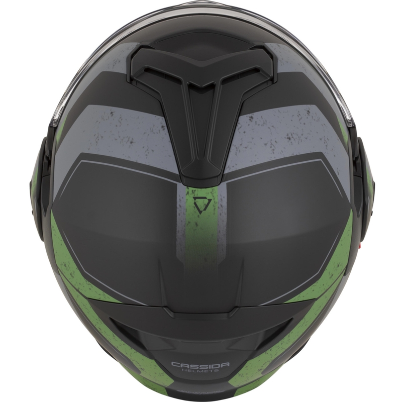 Casco de moto modular Cassida MultiFlip Korp en negro mate, verde y gris