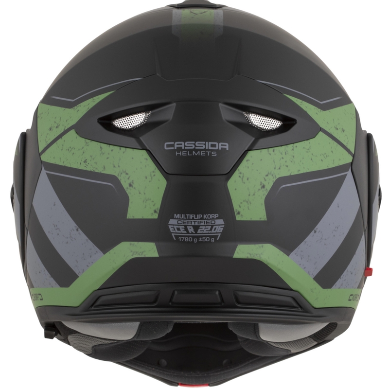Casco de moto modular Cassida MultiFlip Korp en negro mate, verde y gris