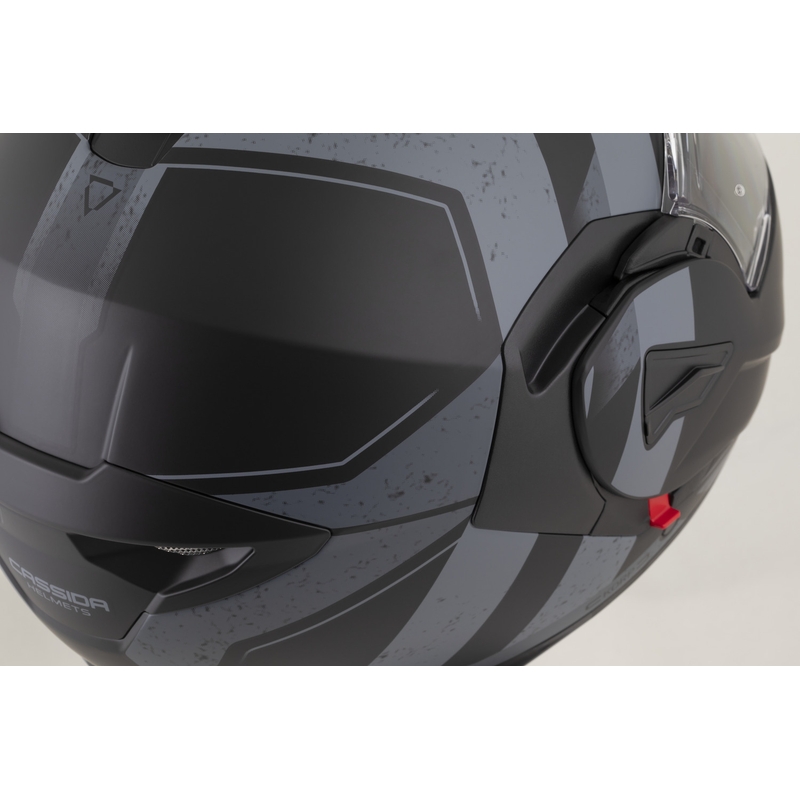 Casco de moto modular Cassida MultiFlip Korp en negro mate-gris oscuro-gris