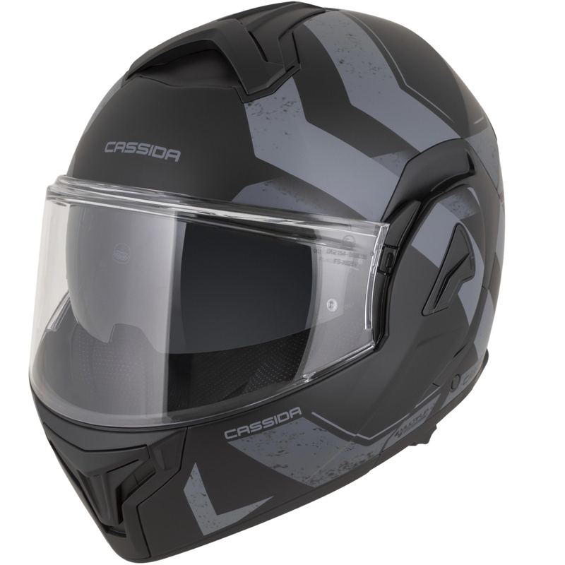 Casco de moto modular Cassida MultiFlip Korp en negro mate-gris oscuro-gris