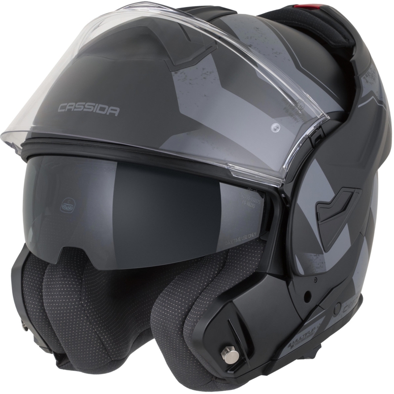 Casco de moto modular Cassida MultiFlip Korp en negro mate-gris oscuro-gris