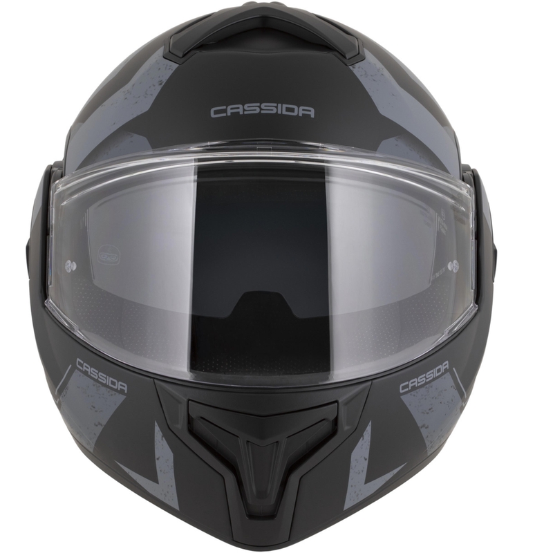 Casco de moto modular Cassida MultiFlip Korp en negro mate-gris oscuro-gris
