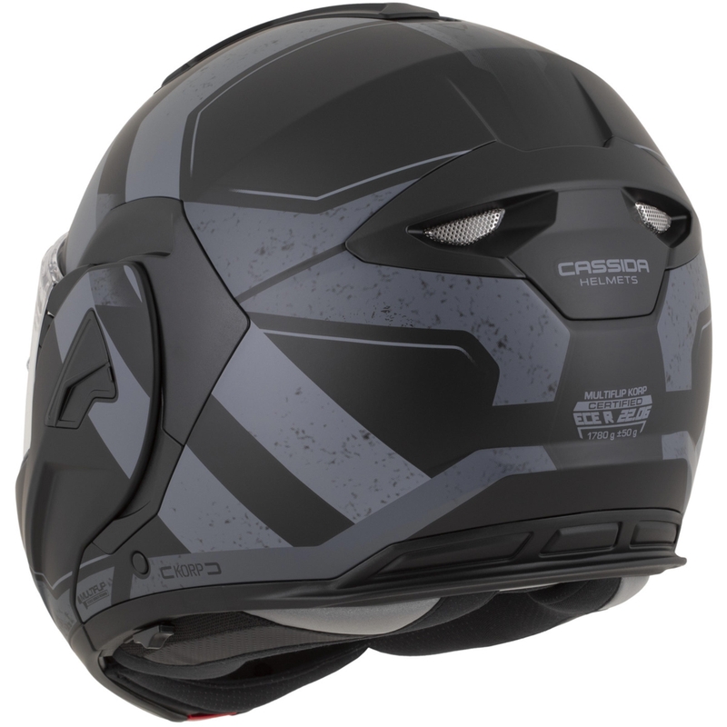 Casco de moto modular Cassida MultiFlip Korp en negro mate-gris oscuro-gris