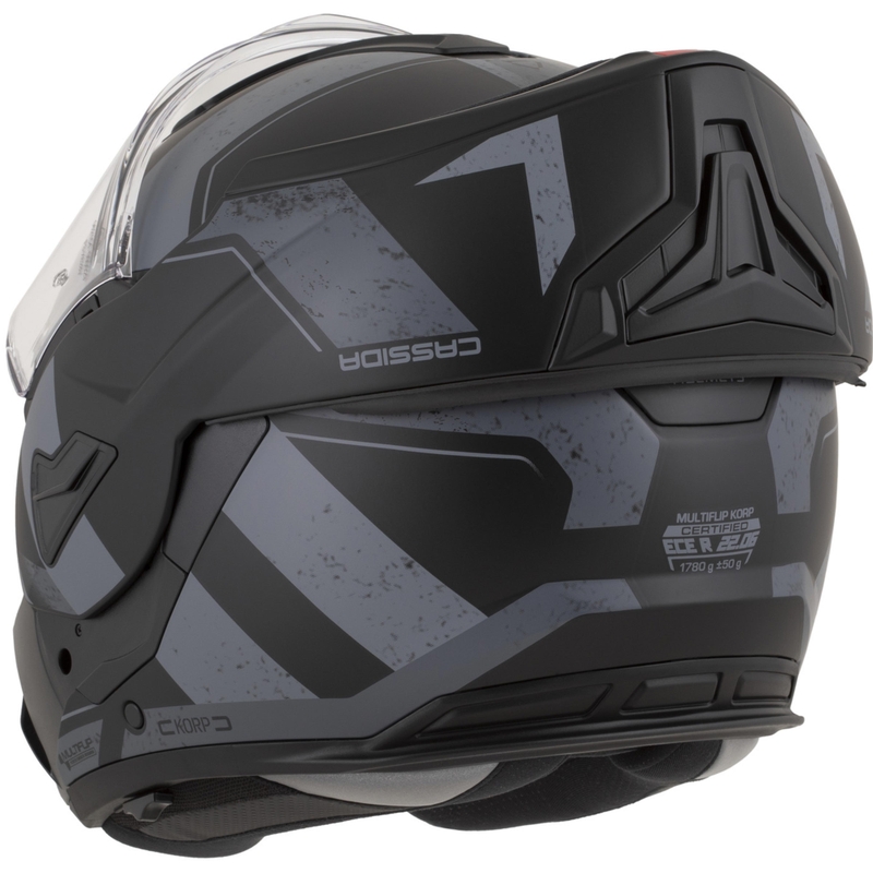 Casco de moto modular Cassida MultiFlip Korp en negro mate-gris oscuro-gris