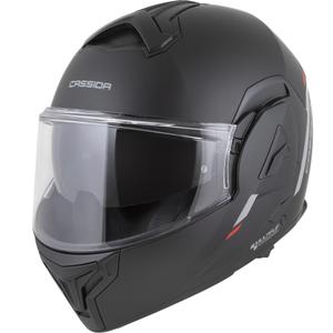 Casco de moto modular Cassida MultiFlip Korp en negro mate, rojo y gris