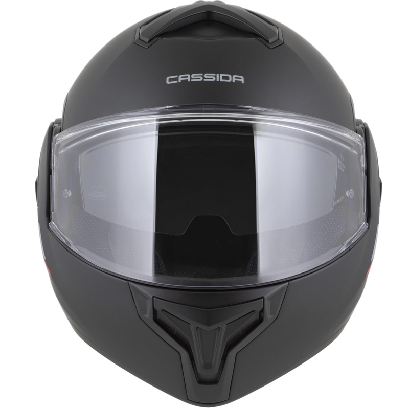 Casco de moto modular Cassida MultiFlip Korp en negro mate, rojo y gris