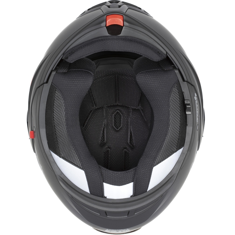 Casco de moto modular Cassida MultiFlip Korp en negro mate, rojo y gris